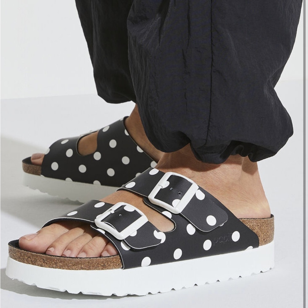 Birkenstock Papillio polka dot Arizona platform sandal